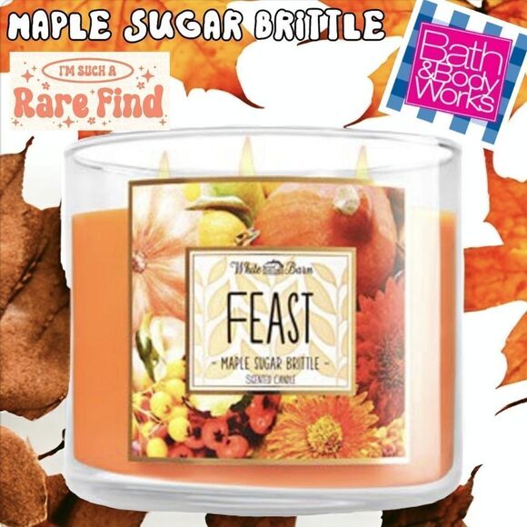 Feast (Maple Sugar Brittle) 3 Wick Candle (White Barn/ Bath and Body Works)